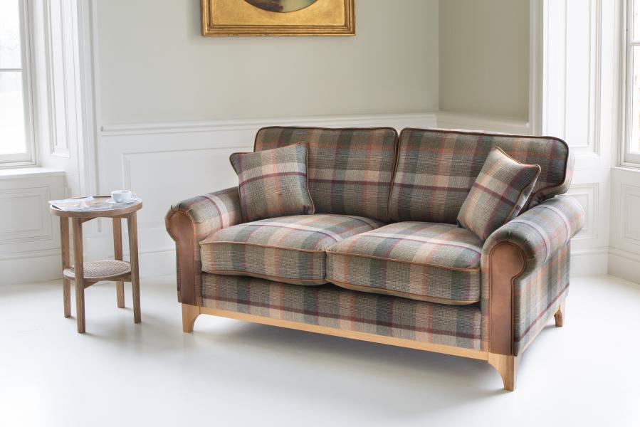 Vintage Sofa Company Winderwath 3 Seater Sofa in Malham Green Wool and Tan Leather supplier photograph