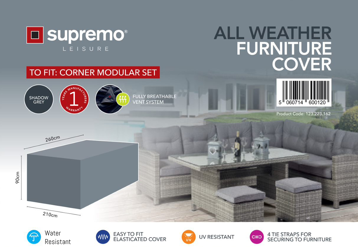 Supremo Catalan Corner Modular Set Furniture Cover   grey | Shackletons