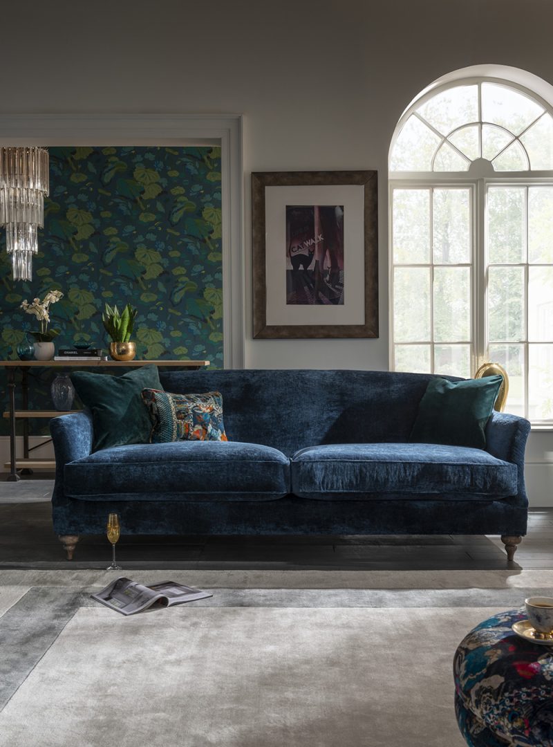 Spink & Edgar Charisse Grand Sofa shown in Eternity Sapphire