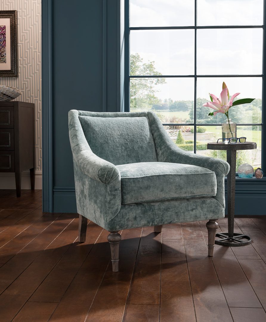 Spink & Edgar Garbo Chair shown in Allure Aquamarine