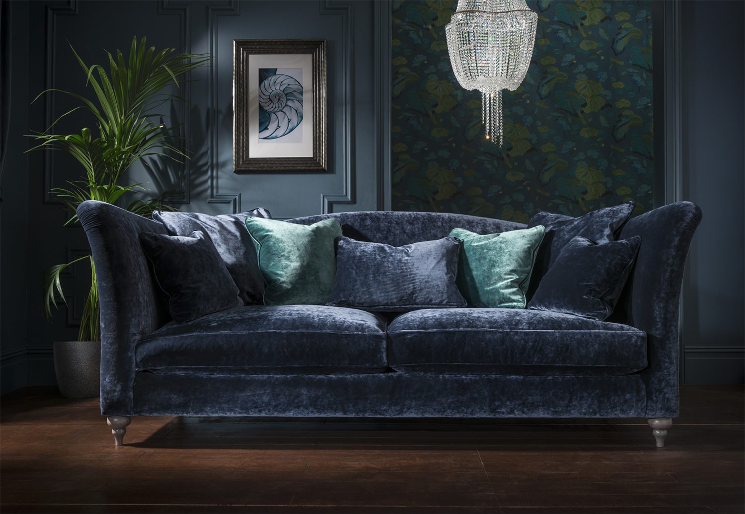 Spink & Edgar Monique Grand Sofa shown in Opium Sapphire