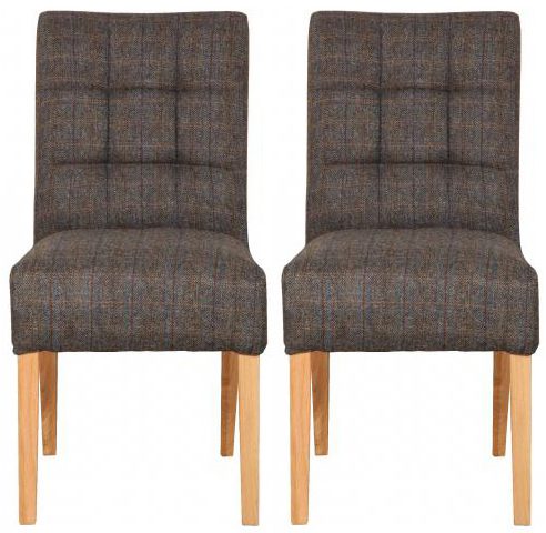 Pair of Carlton Furniture - Colin Chairs - 3 HTP Fabric (Natural Oiled Legs)