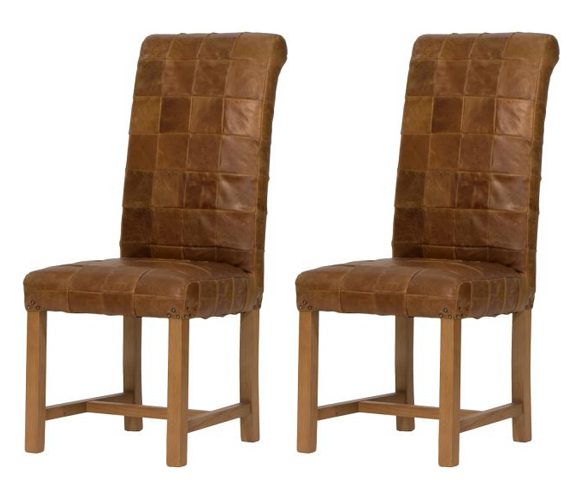 Pair of Carlton Furniture Windermere Rollback Chairs Patchwork 3L Leather | Shackletons