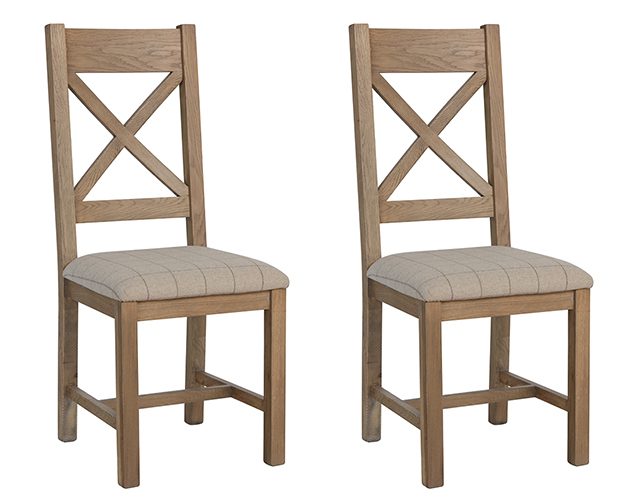 Pair of Kettle Interiors Parker Natural Cross Back Dining Chairs Natural Check