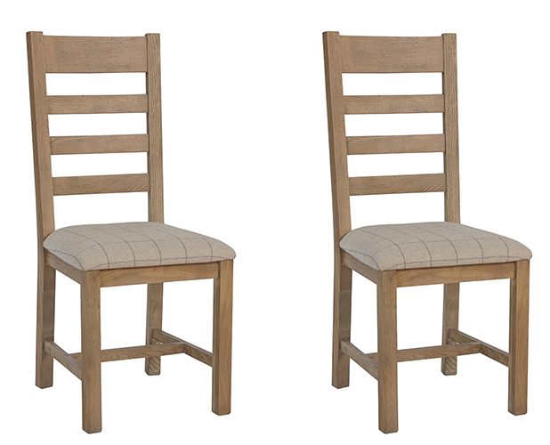 Pair of Kettle Interiors Parker Natural Slatted Dining Chairs Natural Check