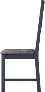 Pair of Kettle Interiors Parker Dining Blue Crossback Chairs with Fabric Seat in Check Grey | Shackletons