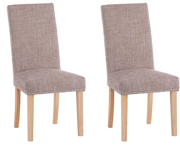 Pair of Kettle Interiors Studded Dining Chairs With Tweed Fabric