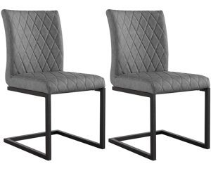 Pair of Kettle Interiors Diamond Stitch Dining Chairs Grey | Shackletons