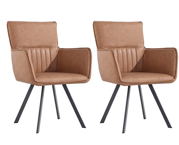 Pair of Kettle Interiors Carver Chairs - Tan