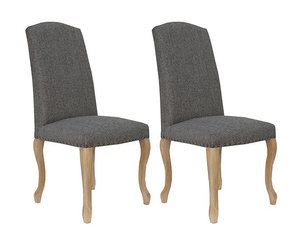 Pair of Kettle Interiors Luxury Chairs With Studs – Dark Grey