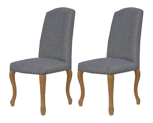 Pair of Kettle Interiors Luxury Chairs With Studs – Light Grey
