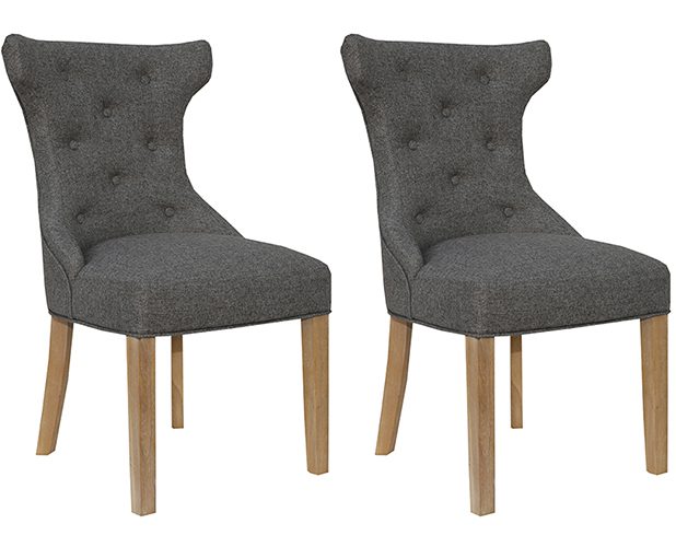 Pair of Kettle Interiors Winged Button Back Chairs Dark Grey | Shackletons