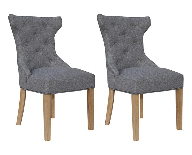 Pair of Kettle Interiors Winged Button Back Chairs - Light Grey