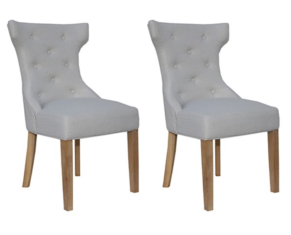 Pair of Kettle Interiors Winged Button Back Chairs Natural | Shackletons