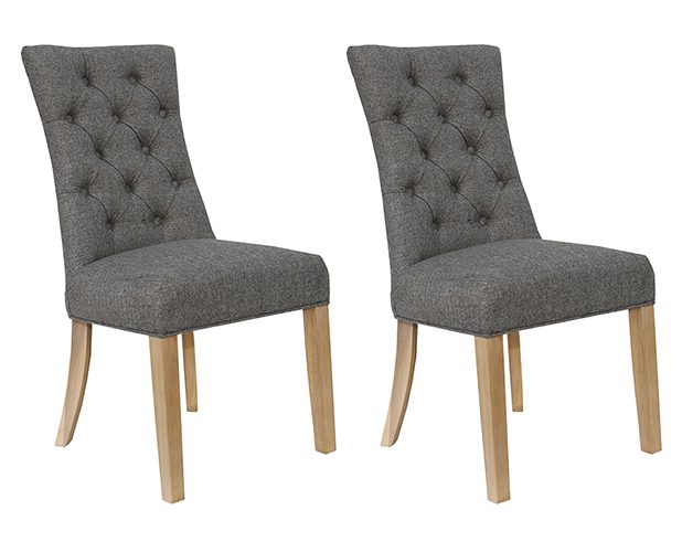 Pair of Kettle Interiors Curved Button Back Chairs Dark Grey | Shackletons