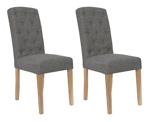Pair of Kettle Interiors Button Back Upholstered Chairs - Dark Grey
