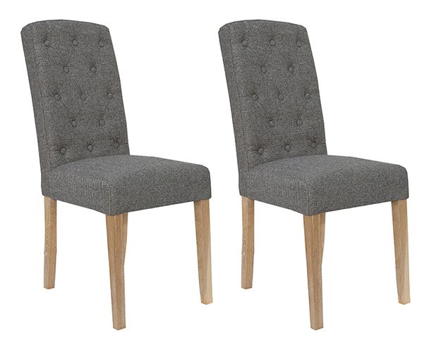 Pair of Kettle Interiors Button Back Upholstered Chairs Dark Grey | Shackletons