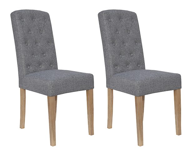 Pair of Kettle Interiors Button Back Upholstered Chairs - Light Grey