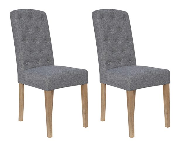 Pair of Kettle Interiors Button Back Upholstered Chairs Light Grey | Shackletons