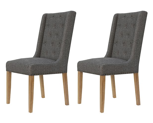 Pair of Kettle Interiors Button Back Studded Chairs Dark Grey | Shackletons
