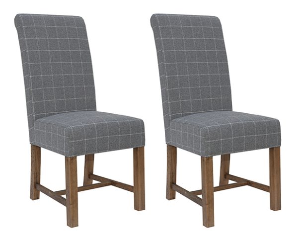 Pair of Kettle Interiors Parker Natural HO Chairs   check grey | Shackletons