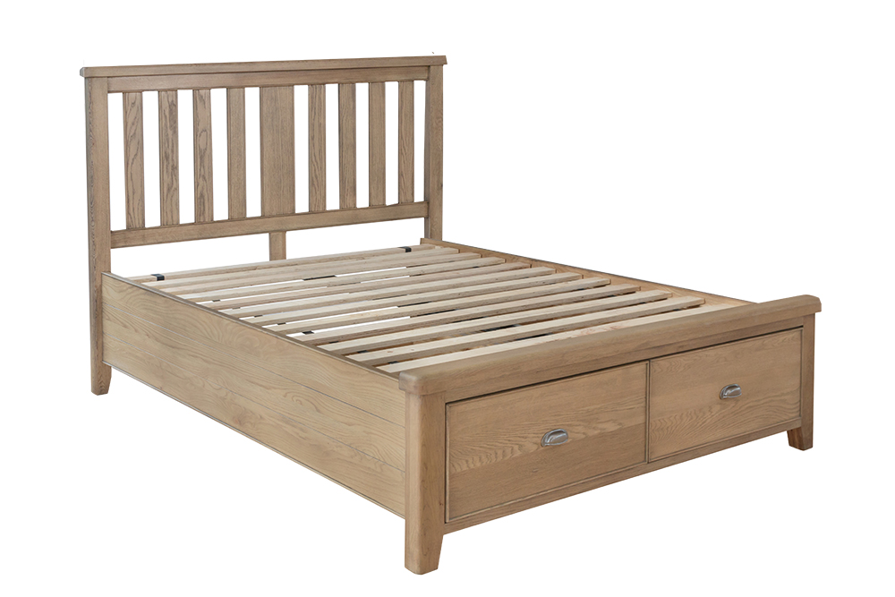 Kettle Parker 5'0 Bed with wooden headboard and drawer