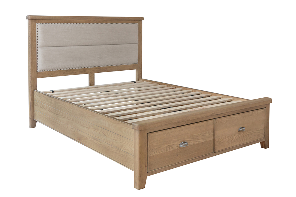Kettle Parker 4 6 Bed with Fabric headboard and drawer footboard