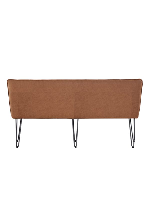 Kettle Interiors Urban Studded back bench 180cm with hairpin legs Tan | Shackletons