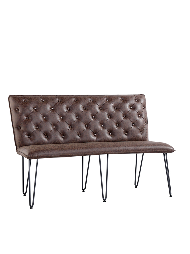 Kettle Interiors Urban Studded back Bench 140cm - Brown