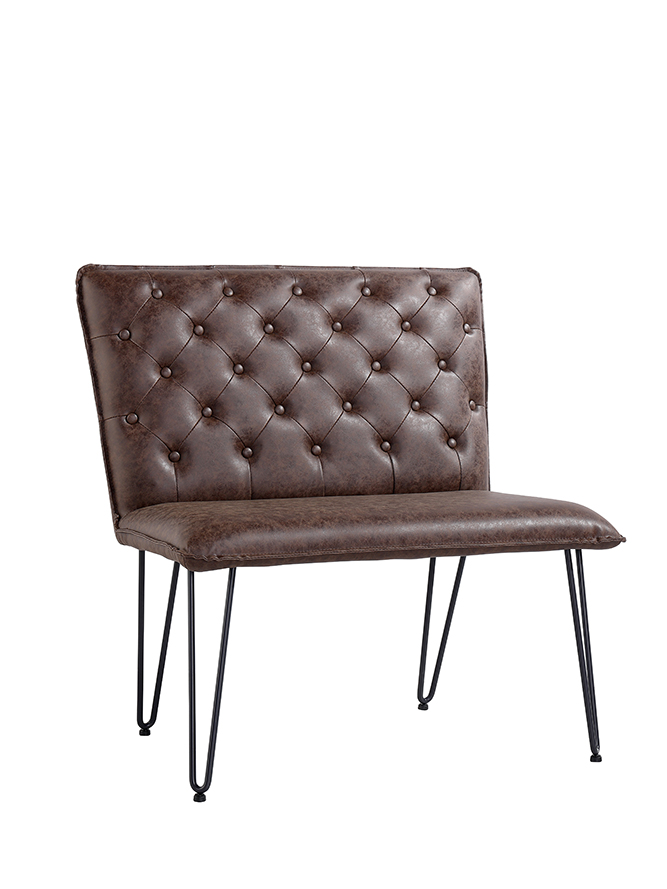 Kettle Interiors Urban Studded back Bench 90cm - Brown