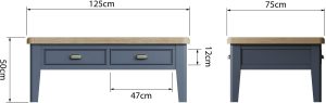 Kettle Interiors Parker Dining Blue Large Coffee Table | Shackletons