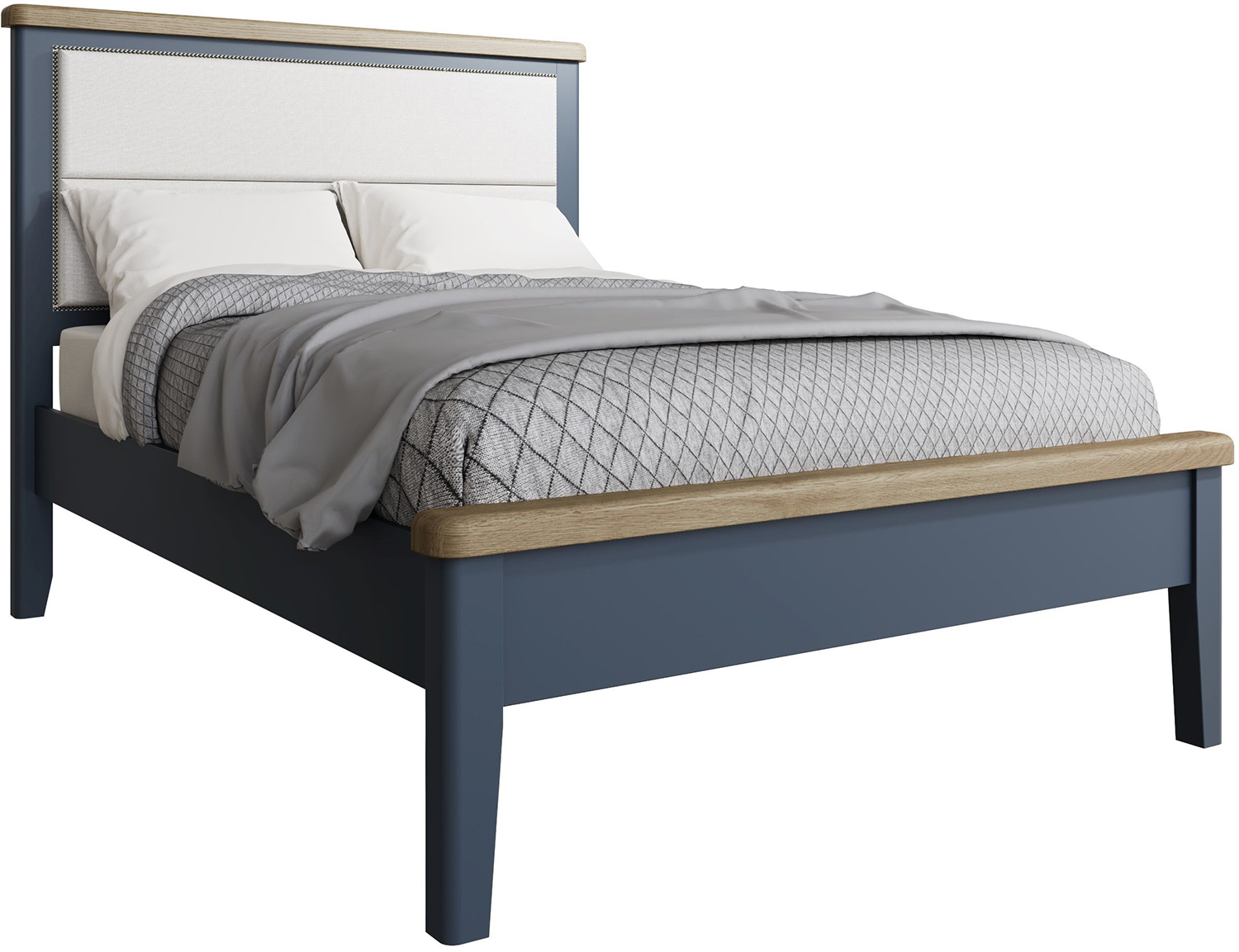 Kettle  Parker  Blue 4'6 Fabric Headboard with Low End Footboard