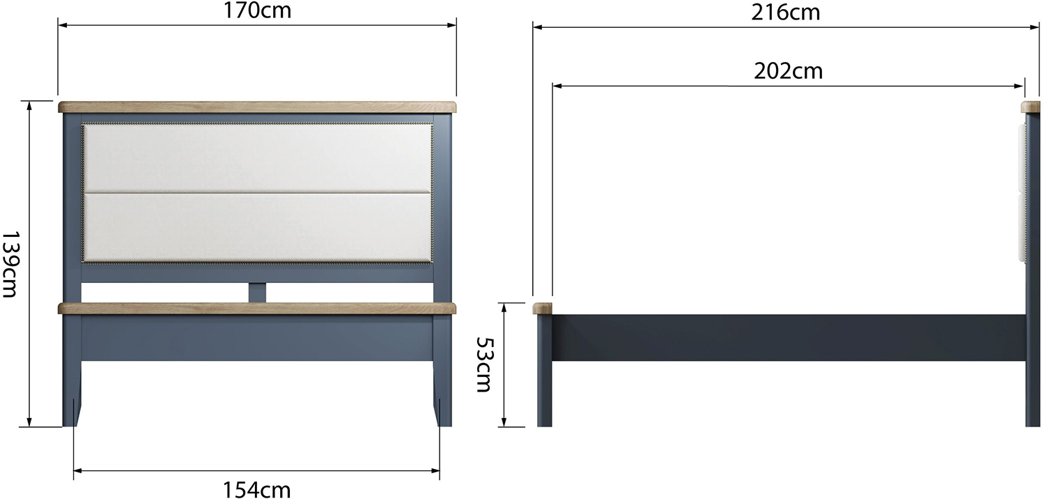 Kettle  Parker  Blue 5'0 Fabric Headboard with Low End Footboard