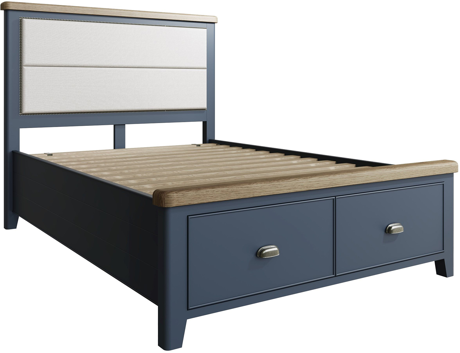 Kettle  Parker  Blue 4'6 Fabric Headboard with Drawers & Footboard