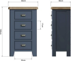 Kettle Interiors Parker Bedroom Blue 4 Drawer Chest | Shackletons