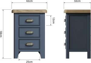 Kettle Interiors Parker Bedroom Blue Bedside Cabinet | Shackletons