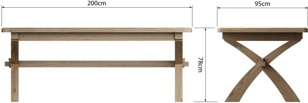 Kettle Interiors Parker Natural 20m Cross Leg Fixed Dining Table | Shackletons