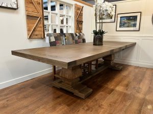 Windermere Rustic Monastery Extending Dining Table Grey Oil Finish | Shackletons