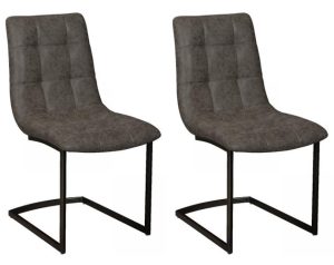 Pair of Carlton Furniture Hampton Chairs PU Grey | Shackletons