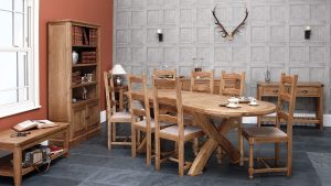 Carlton Furniture Copeland 1800 Cross Leg Oval Extending Dining Table | Shackletons