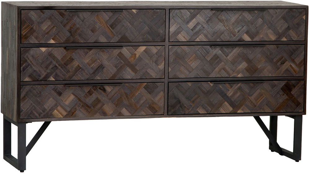 Kettle Interiors BA 6 Drawer Chest - Teak & Iron