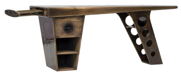 Carlton Furniture Aviator Half Wing Desk Vintage Brass | Shackletons