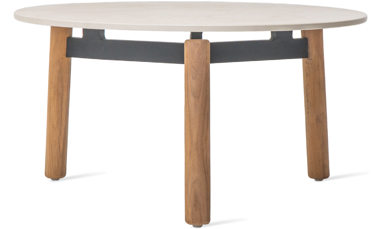 Vincent Sheppard Lento Coffee Table Dia 68 X 34Cm Base Untreated Teak and Ceramic Portland