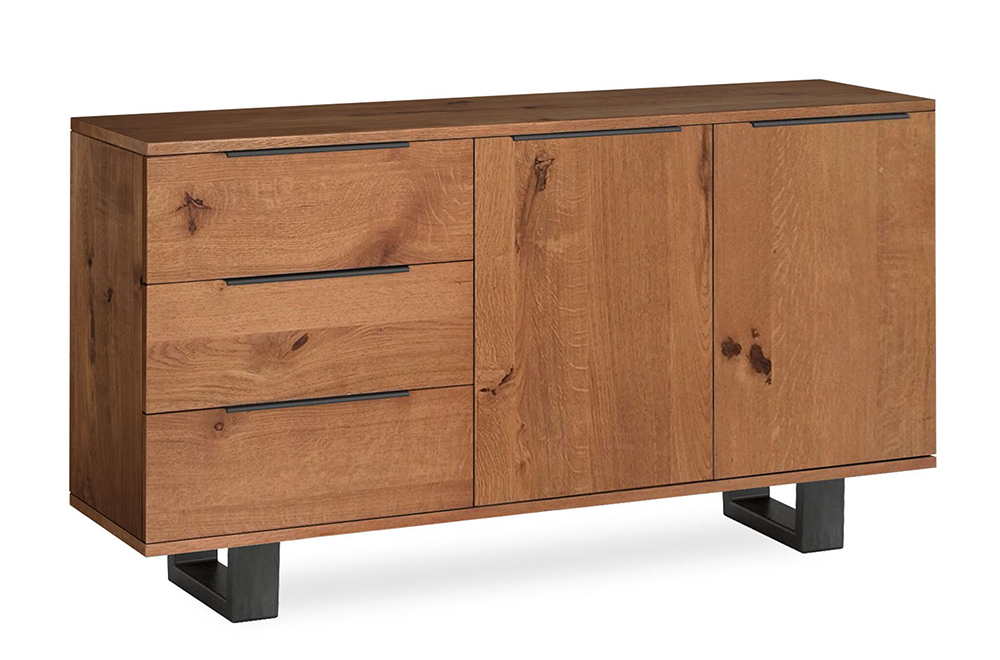 Corndell Furniture Euston Small Sideboard with Metal Legs - Waxed Oak