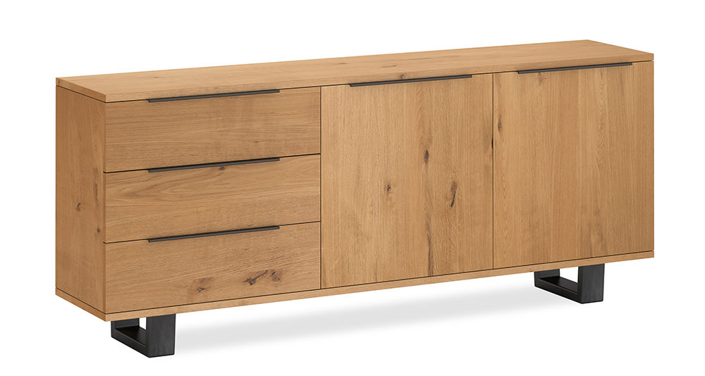 Corndell Furniture Euston Large Sideboard with Metal Legs - Waxed Oak