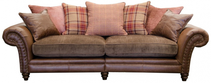 Alexander & James Hudson Pillow Back 4 Seater Split Sofa Jin Brown