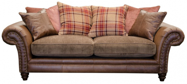 Alexander & James Hudson Pillow Back 3 Seater Sofa Jin Brown