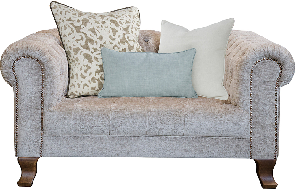Alexander & James Vivienne Snuggler Deep Depth Chair Including Scatters in Dickens Mushroom