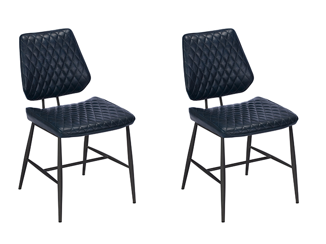 Pair of Dalton Dining Chairs – Dark Blue