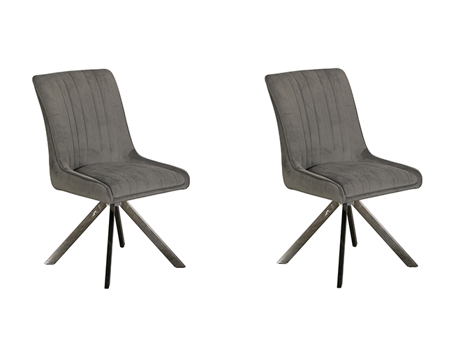 Pair of Baker Chloe Dining Chairs - Grey Velvet